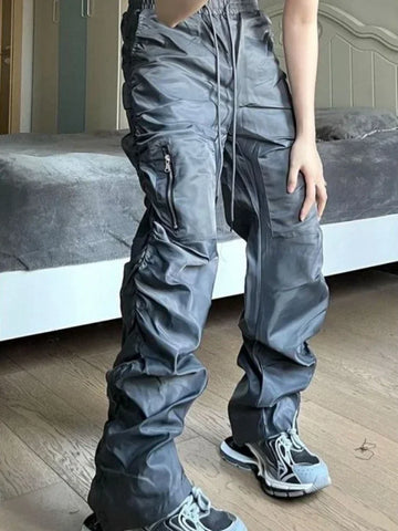 Aidase Cargo Pants for Men Trousers Man Black Grey Stacked Hip Hop Nylon Fashion Aesthetic Designer Oversize Korean Style Baggy Cotton aidase-shop